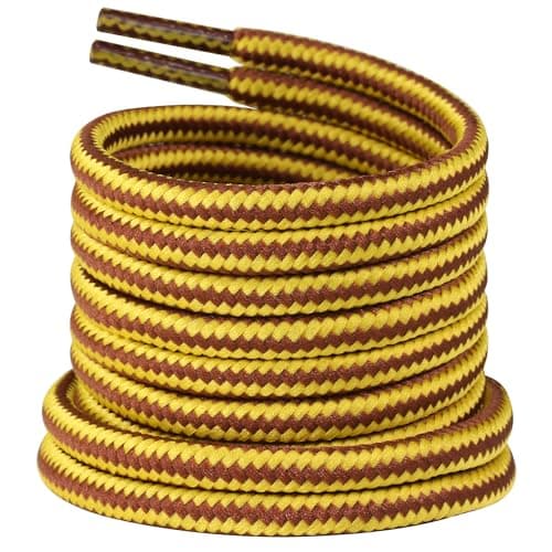 LyloLyla Yellow Brown Heavy Duty Work Boot Laces, Strong Round Shoelaces for Hiking, Trainers, Walking, Safety Shoes, Thick Replacement Strings 48" (120cm)-2 Pairs - Image 1