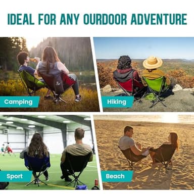 TCEK Swivel Portable Chair - Small Compact Collapsible Folding Chairs for Adults, Setup in 8 Seconds, Lightweight Outdoor Backpack Chair for Camping, Travel, Hiking, Beach, Support 300 LBS - Image 7