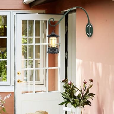 2-Pack 16” Plant Hanger Bracket: Heavy-Duty Plant Hangers Outdoor - Hand-Forged Wrought Iron Plant Hanging Hooks Bird Feeder Hanger - Green Curved Wall Hooks for Baskets, Flower, Indoor & Outdoor - Image 3
