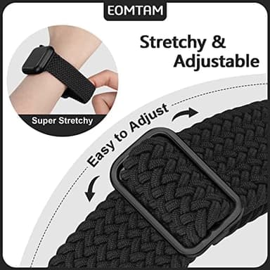 5 Pack Braided Stretchy Bands Compatible with Apple Watch Bands Women Men 38mm 40mm 41mm 42mm 44mm 45mm 46mm 49mm,Nylon Solo Loop Elastic Straps Cloth Wristbands for iWatch All Series 1-10 SE Ultra - Image 4