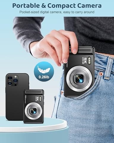 5K Digital Camera - 72MP UHD Digital Cameras for Photography - Autofocus Point and Shoot Small Camera with Flash for Kids - 2.8 Inch Screen Compact Portable Vlogging Camara with 16X Zoom, 32GB SD Card - Image 5