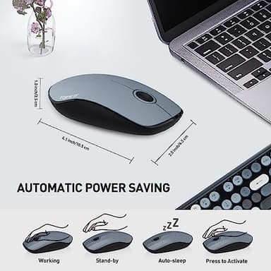 Keyboard and Mouse Wireless,Cute Retro Wireless Keyboard Mouse Combo with Round Key,2.4Ghz Dropout-Free Connection,Typewriter Keyboard Mouse Set for PC Laptop Desktop Computer-Grey Colorful - Image 5