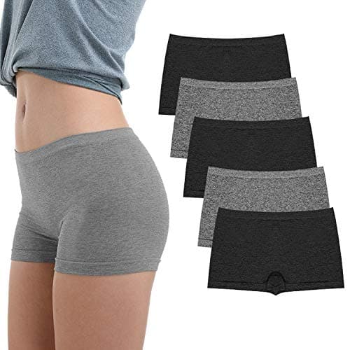 LALESTE Women's Boyshort Underwear Full Coverage Seamless Panties Soft Stretch Boxer Briefs 5 Packs - Image 1