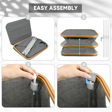 BALEINE Laundry Hamper with Lid, Tall Laundry Baskets with Bamboo Pull Handles, Large Laundry Bin with Internal Support (26 Gal/100L, Grey) - Image 5