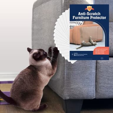 Stelucca Amazing Shields Anti Cat Scratch Furniture Protector - 18 Pack 17” by 12” Couch Protector from Cat Claws w/Twist Pins - Strong, Clear, Easy-to-Apply Scratching Deterrent and Shield for Sofa - Image 1