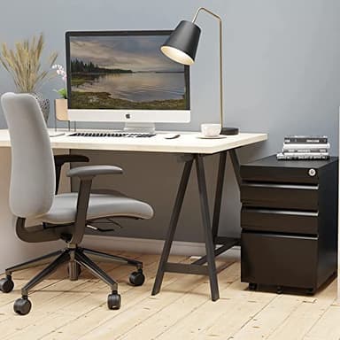 Aobabo 3 Drawer File Cabinet with Lock,Metal Filing Cabinet with Wheels for Home Office & Business Enterprise, Legal/Letter Size, Fully Assembled Except Wheels, Black - Image 5