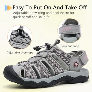 ziitop Womens Hiking Sandals Closed Toe Summer Outdoor Adventurous Beach Sandals Lace Adjustable Double Buckle Water Shoes - Image 2