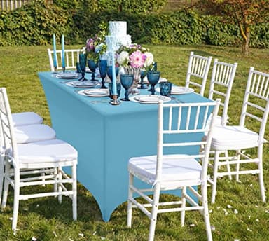 Utopia Kitchen Spandex Tablecloth 2 Pack [6FT, Blue Mist] Tight, Fitted, Washable and Wrinkle Resistant Stretch Rectangular Patio Table Cover for Event, Wedding, Banquet & Parties [72Lx30Wx30H Inch] - Image 7