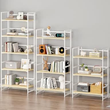 BHG Vintage Multifunctional Folding Bookshelf, No-Assembly Plant Stand Storage Rack Shelves for Home Office (White, 5-Tier) - Image 5