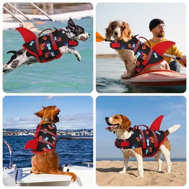 Dogcheer Dog Life Jacket, Cute Shark Dog Life Vest for Swimming Boating with Superior Buoyancy and Rescue Handle, Adjustable Puppy Swim Vest Pet Floating Vest for Small Medium Large Dogs - Black, S - Image 6