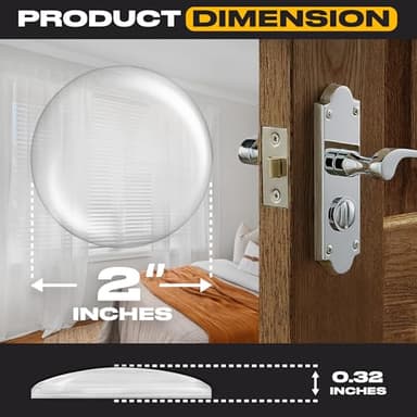 Door Stoppers for Wall 2" (8 Pack) - Self Adhesive & Discreet Door Knob Wall Protector - Quiet Door Bumper with Strong Back Adhesive - Rubber Door Stops - Shock Absorbent Door Handle Stopper - Image 2