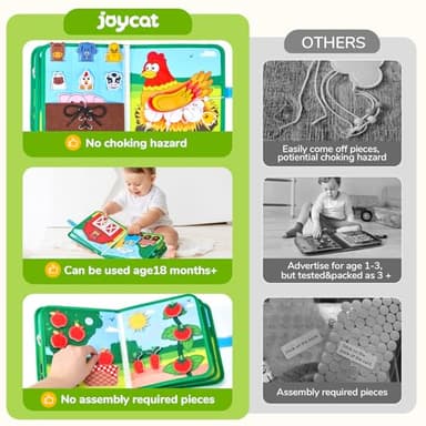 Farm Busy Book for Toddlers 1-3 - 1 Year Old Boys Girls Gifts Toys, Educational Quiet Activity Book with Life Skills, Toddler Travel Toys 1-2 - Image 2