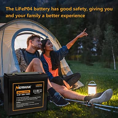 NERMAK 12V 20Ah Lithium LiFePO4 Deep Cycle Battery, 2000+ Cycles Lithium Iron Phosphate Rechargeable Battery for Solar Power, Lighting, Outdoor camping, Power Wheels, Fish Finder, Built-in 20A BMS - Image 5
