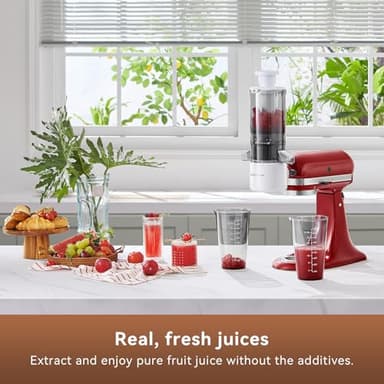 KITCHTREE Masticating Juicer Attachment for KitchenAid Stand Mixer, 4.2" Large Feed Chute Fit Whole Vegetables & Fruits, Slow Cold Press Juicing, Includes 2 * 28oz capacity cups and blade replacement - Image 4