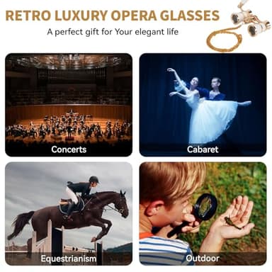 3X25 Glass Binocular with Adjustable Handle & Chain,BK7 Optical Lens, Cute Mini Theater Binoculars Adults Kids in Opera Musical Concert-White - Image 8