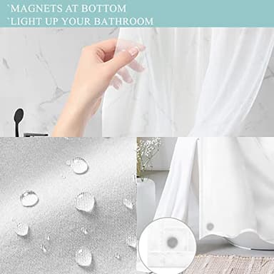 Tititex No Hooks Snap in Liner Teal Eucalyptus Leaves Shower Curtain Sets, Hotel Luxury Double Layers Waterproof Fabric & See-Through Top Window Bathroom Decorative 72x84 Inch - Image 7