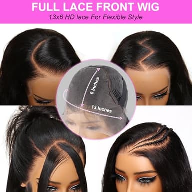 Kebetter 13x6 Lace Front Wigs Human Hair Pre Plucked 200% Density Body Wave HD Lace Front Wigs Human Hair Natural Black Wig For Women(30 inch) - Image 4