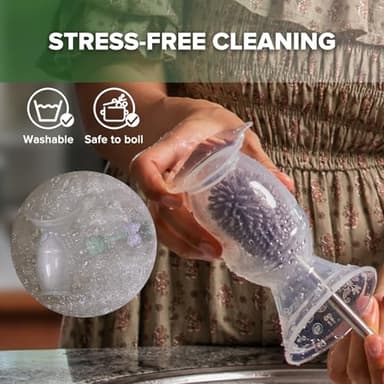 haakaa Manual Breast Pump with Flower Stopper Set, Gen.2 Silicone Hand Pump with Suction Base, BPA Free (5oz/150ml, Lavender) - Image 7