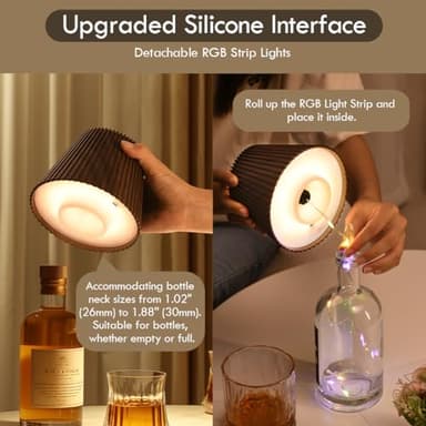 WILIT Wireless Bottle Lamp for Bar Decor, 3-Level Brightness Lampshades for Table Lamps, RGB Lamp for Bedroom, Table Decor for Living Room lamp, Cute Night Light for Women Gifts - Image 4