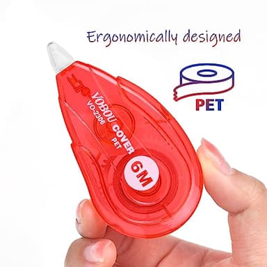 Vobou White Correction Tape, Easy To Use Applicator for Instant Corrections Wrong Writing At Any Time, For school, Office (Red and Blue, 12pack, 6M/256" x 0.2") - Image 4