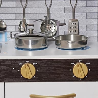 TOUCH US Wooden Play Kitchen Toy Set with Light, Kids Children Pretend Toy Kitchen Playset with Sink Play Toy,Oven Microwave,Toddler Cooking Set Toy for Ages 3+ Baby Girls Boys - Image 7