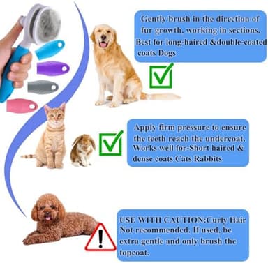 Self Cleaning Slicker Brush - Cat Brush Skin-Friendly Deshedding Grooming Massaging Tool for Long & Short Haired Pets, Cat Hair Brushes Easy Removes Undercoat for Dogs Cats Rabbits-UPGRADED, Blue - Image 7