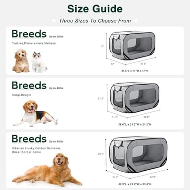 Love's cabin 42in Portable Large Dog Bed - Pop Up Dog Kennel, Indoor Outdoor Crate for Pets, Portable Car Seat Kennel, Cat Bed Collection, Grey - Image 6