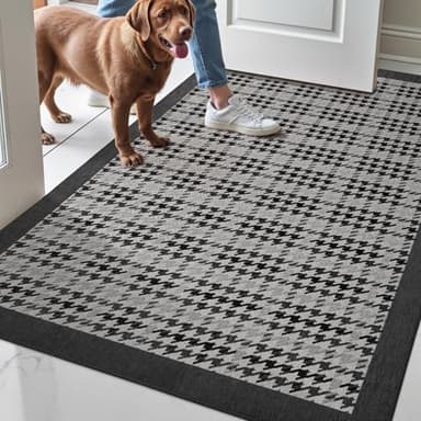 LUMI Inside Door Mat for Entry 30''x48'', Absorbent, Dirt Trapper, Low Profile Thin, Non Slip Mats with Rubber Backing, Ideal for Indoor, High Traffic, Garage, Entrance, Birdy Black - Image 1
