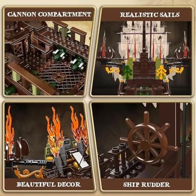 Mould King Large Pirates Ship Model Building Blocks Kits, MOC Dutchman Building Block Pirate Ship Construction Set to Build, Toys Gift for Age 14+/Adult Collections Enthusiasts (4364+Pieces) - Image 4