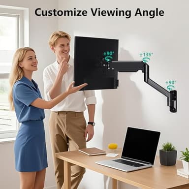 WALI Computer Monitor Wall Mount for 17 to 32 Inch Screens, Single Monitors Mount Holds up to 22lbs, Fully Adjustable Gas Spring Wall Mount Monitor Arm, 75x75/100x100mm VESA Mount (GSWM001), Black - Image 5