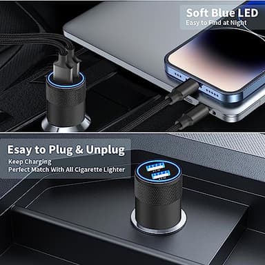 【MFi Certified】iPhone Car Charger Fast Charging, Caiinei 4.8A USB Car Charger Fast Charging Cigarette Lighter Adapter with 6FT Coiled Lightning Cable for iPhone 14 13 12 11 Pro XS Max Mini XR X 8 iPad - Image 8
