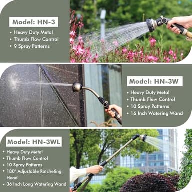RESTMO Watering Wand Heavy Duty, Metal Garden Hose Wand with 10 Spray Patterns, 15-Inch Long Hose Nozzle Sprayer with Thumb Flow Control, Ideal to Water Hanging Baskets and Shrubs - Image 8