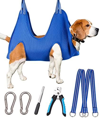 Kkiimatt Pet Dog Grooming Hammock Harness, Dog Nail Hammock, Hanging Harness Nail Trimming,Grooming Sling Holder Helper for Clipping/Cutting,Hanger Restraint Bag with Nail Trimmer. - Image 1