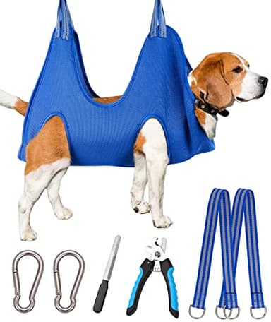 Kkiimatt Pet Dog Grooming Hammock Harness, Dog Nail Hammock, Hanging Harness Nail Trimming,Grooming Sling Holder Helper for Clipping/Cutting,Hanger Restraint Bag with Nail Trimmer. - Image 1