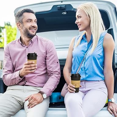 LITOPAK 100 Pack 16 oz Paper Coffee Cups with Lids, Black Disposable Coffee Cups with Lids, Sleeves and Stirring Sticks, for Parties, Picnic, Travel, and Events - Image 6