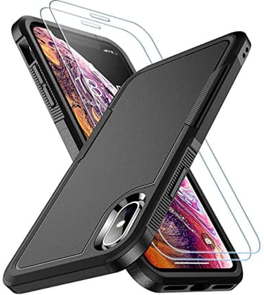SPIDERCASE for iPhone Xs Max Case, [10 FT Military Grade Drop Protection] [Non-Slip] [2 pcs Tempered Glass Screen Protector] Shockproof Airbag Cushion Protective Case for iPhone Xs Max 6.5” (Black) - Image 1