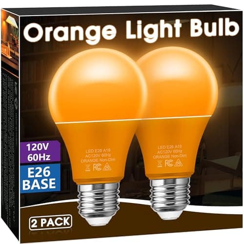 Briignite Orange Light Bulbs [2 Pack], A19 LED Orange Bulb Outdoor Halloween Light Bulb, 9W (60 Watt Equivalent) - E26 Colored Lightbulbs for Porch Light Christmas Party Home Holiday Decor - Image 1