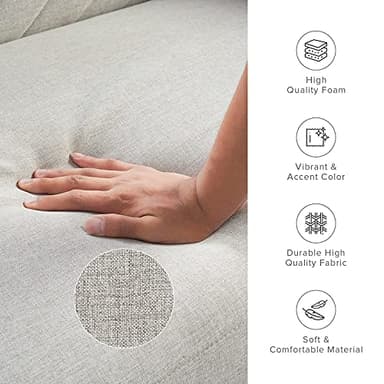 mopio 76.8" Futon Sofa Bed, Small Couch, Sleeper, Loveseat, Mid Century Modern Futon Couch, Sofa Cama, Couches for Living Room (Light Gray Fabric) - Image 4