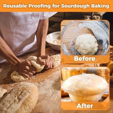 Plastic Bowl Coversfor Bread Proofing, Reusable Elastic Stretch Bowl Covers for Outdoor Food Fresh Keeping Bags, Leftovers, Shower Cap Hair Deep Conditioning (1) - Image 6