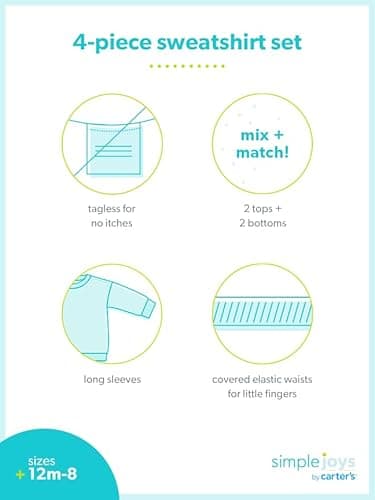 Simple Joys By Carter's Baby Boys Casual Playwear Sets, Sage/Ivory, 5 US - Image 4