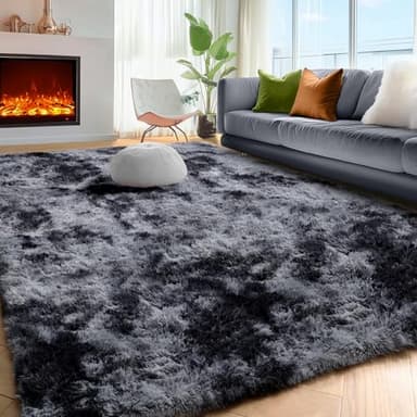 PAGISOFE Area Rugs 9x12 Living Room, Machine Washable Dark Grey Shag Rugs for Bedroom, Extra Large Thick Gray Fluffy Nursery Carpet Boys Girls Dorm Pastel Rugs for Kids Room Home Decor Aesthetic - Image 3