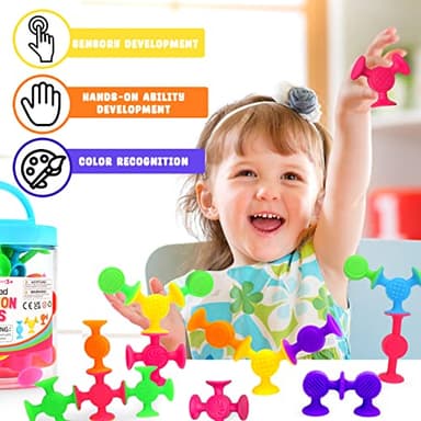 Textured Suction Bath Toys for Toddlers: 30 Pcs Silicone Baby and Toddler Sensory Fine Motor Toys - Great for Autism/ADD/ADHD - Christmas Stocking Stuffers Indoor Outdoor Travel - Image 4
