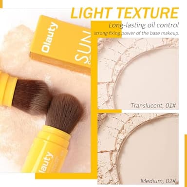 Mineral Sunscreen Setting Powder, SPF 35 Brush Sunscreen Powder for Face & Scalp, Long Lasting Lightweight Breathable, Oil Control Natural Matte Finish (#01 Translucent) - Image 3