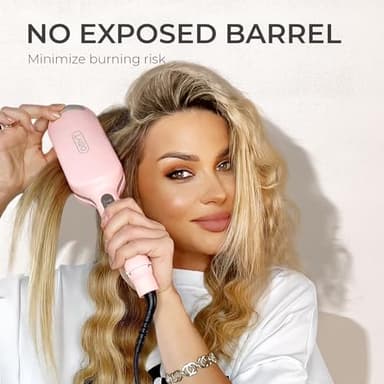 Curling Iron Hair Crimper Waver - TYMO ROVY Beach Waves Curling Wand, Ionic Deep Waver Hair Curler Tool with Ceramic 3 Barrel for Women, Dual Voltage, Anti-Scald, Easy to Use, Pink, 1.25 Inch - Image 5