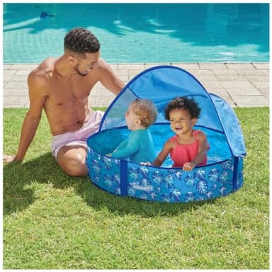 Swimways Elite Pop-Up Above Ground Pool, Baby Pool with Canopy & Carrying Case, Foldable Kiddie Pool for Ages 9-24 Months, Measures 32", Blue - Image 2
