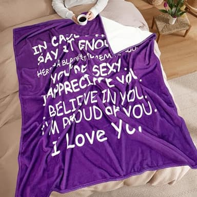 Romantic Gifts for Her, I Love You Blanket, Anniversary, Mothers Day, Fathers Day, Birthday Gifts for Women, Girlfriend, Wife, Soft Throw Blanket Purple 50” x 60'' - Image 5