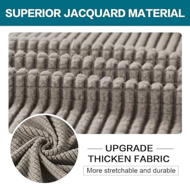 Turquoize 4 Piece Couch Covers for 3 Cushion Couch Sofa Pet Friendly Stretch Couch Cover for Dogs Washable Sofa Covers with Individual Couch Cushion Covers, Jacquard Fabric (3 Cushion Sofa, Taupe) - Image 3
