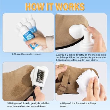 Suede Cleaner Kit – 6.76 Oz Suede & Nubuck Shoe Cleaner with Brush & Towel – Cleans & Restores Shoes, Boots, Jackets, Bags, Purses & More - Image 8