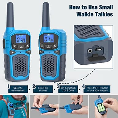 Rechargeable Walkie Talkies for Adults Two Way Radios for Outdoors USB Rechargeable Long Range 22 Channel Adapter, Charger, Battery Included with NOAA & Weather Alerts - Image 6