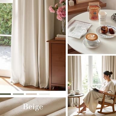 Lazzzy Velvet Curtains Beige Thermal Insulated Curtains 108 inch Extra Long for Bedroom Living Room Darkening Noise Reducing Soft Luxury Window Treatments Grommet Drapes 2 Panels Beige - Image 2